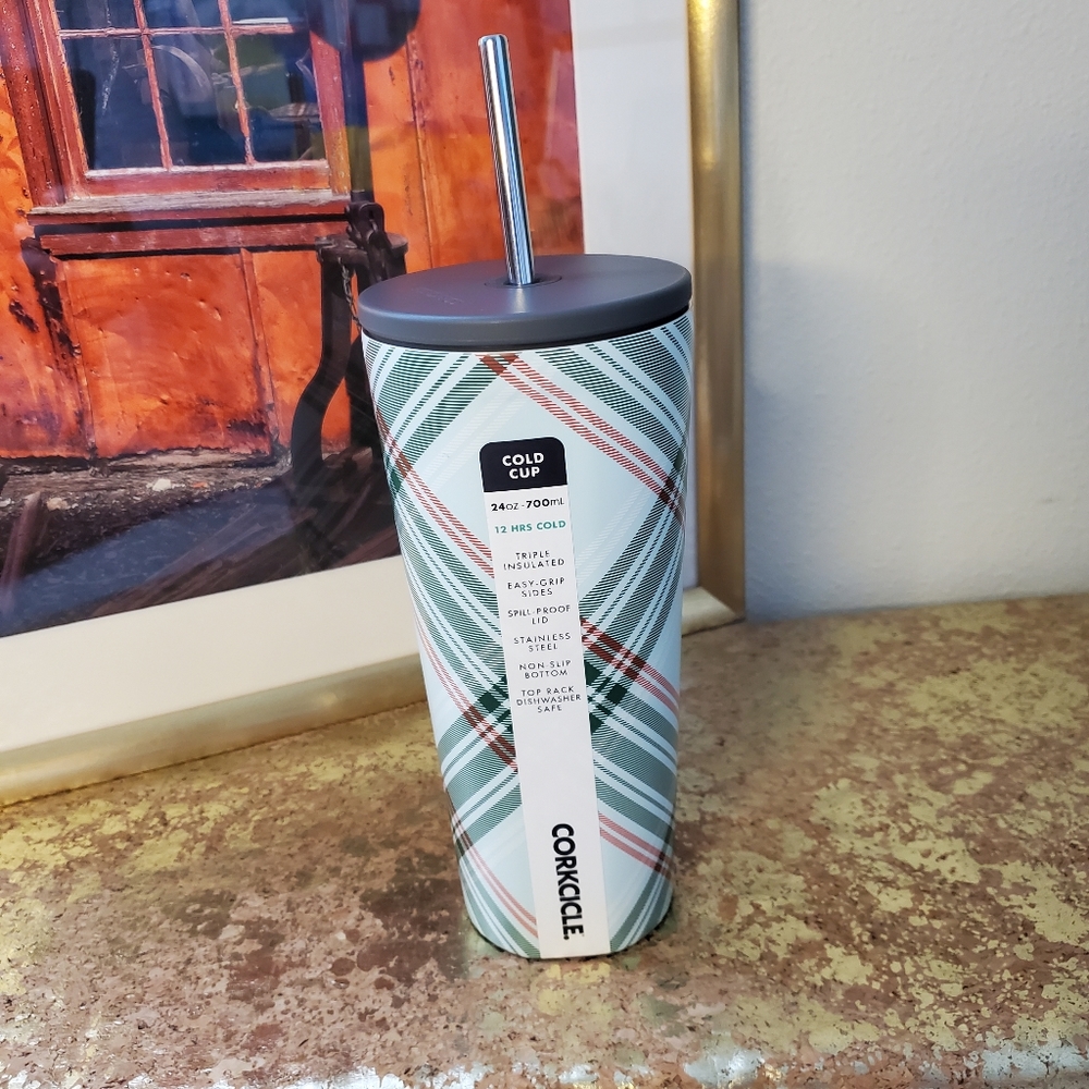 CORKCICLE Peppermint Plaid tumbler